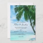 Beach Tropical Ocean Palm Tree Destination Wedinat Kaart (Voorkant)