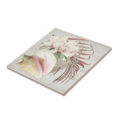 Beach Tropical Orchid Floral Conch Seashell Wooden Tegeltje (Zijkant)