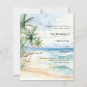 Beach tropical palm destination wedding invitation (Voorkant)