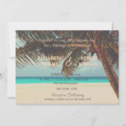 Beach Tropical, Palm Invitation Kaart (Voorkant)