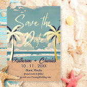  Beach Tropical Palm Save the Date Folie Uitnodiging