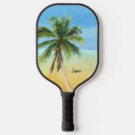 Beach Tropical Palm Tree Monogram Pickleball Paddle