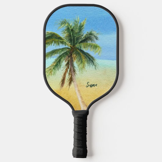 Beach Tropical Palm Tree Monogram Pickleball Paddle (Achterkant)