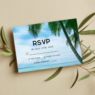 Beach Tropical Palm Tree Ocean Destination Wedinat RSVP Kaartje