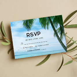 Beach Tropical Palm Tree Ocean Destination Wedinat RSVP Kaartje