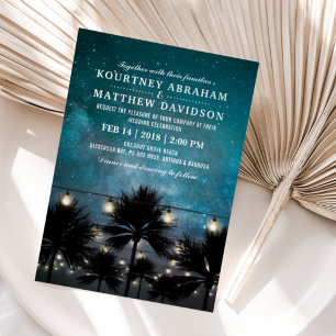 Beach Tropical Palm Tree String Lights Weddenschap Kaart