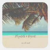 Beach Tropical, Palm Vierkante Sticker (Voorkant)
