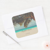 Beach Tropical, Palm Vierkante Sticker (Envelop)