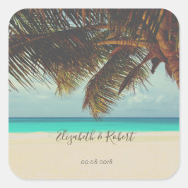 Beach Tropical, Palm Vierkante Sticker