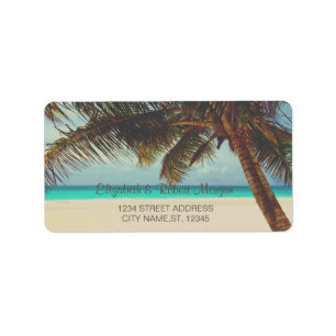 Beach Tropical, Palm Wedding Label