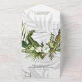 Beach Tropical Palms Shadows RSVP drieledig All In One Uitnodiging (Buitenkant)