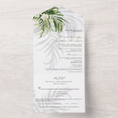 Beach Tropical Palms Shadows RSVP drieledig All In One Uitnodiging (Binnen)