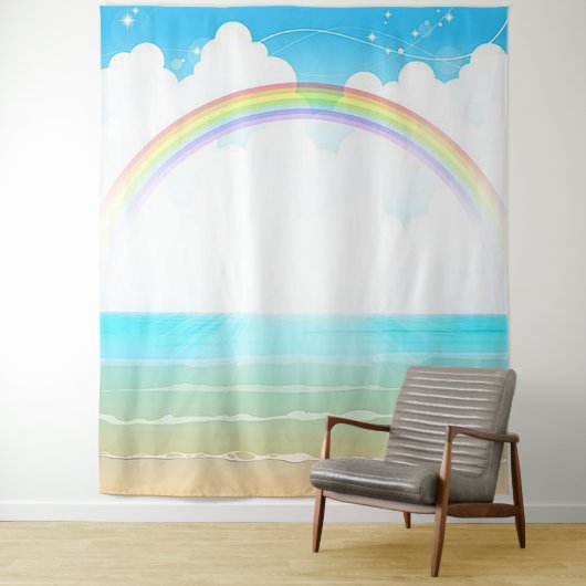 Beach Tropical Photo Background Tapestry Wandkleed (In situ)