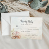Beach Tropical Seashells Waterverf Weddenschap RSVP Kaartje
