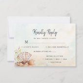 Beach Tropical Seashells Waterverf Weddenschap RSVP Kaartje (Voorkant)