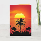 BEACH TROPICAL SUNSET ART BEAUTIFUL BIRTHDAY KAART (Voorkant)