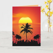 BEACH TROPICAL SUNSET ART BEAUTIFUL BIRTHDAY KAART (Gele Bloem)