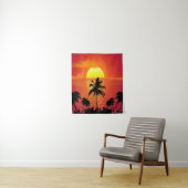 Beach Tropical Sunset Sunrise Palm Trees Island Wandkleed (In situ)