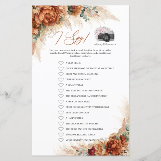 Beach tropical terracotta burgundy pampas I Spy (Voorkant)