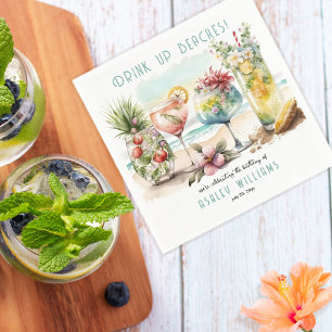 Beach Tropical Thémed Cocktails Birthday Party Servet