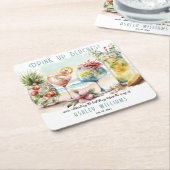 Beach Tropical Thlekte Cocktails Bachelorette Part Kartonnen Onderzetters (Schuin)