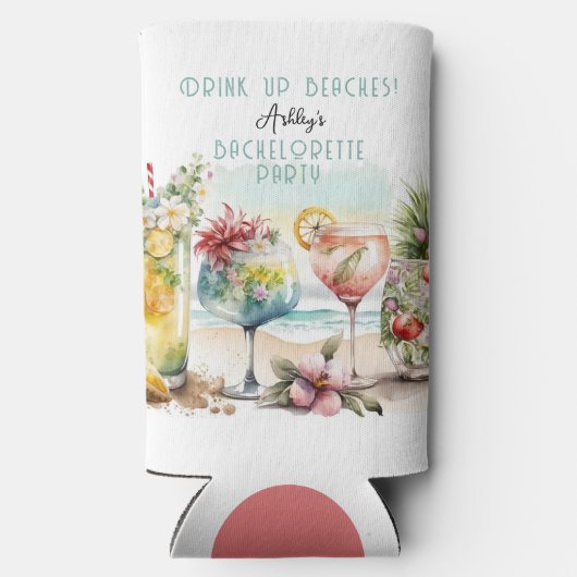 Beach Tropical Thlekte Cocktails Bachelorette Part Seltzer Blikjeskoeler (Achterkant)