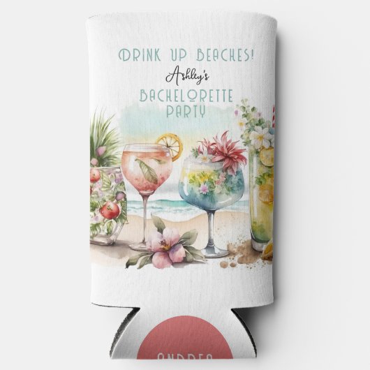 Beach Tropical Thlekte Cocktails Bachelorette Part Seltzer Blikjeskoeler (Voorkant)