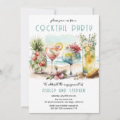 Beach Tropical Thlekte Cocktails Engagement Party Kaart (Voorkant)