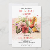 Beach Tropical Thormed Cocktails Retirement Party Kaart (Voorkant)