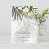 Beach Tropical Trendy Greenery all in one Weddensc Kaart (Staand voorkant)