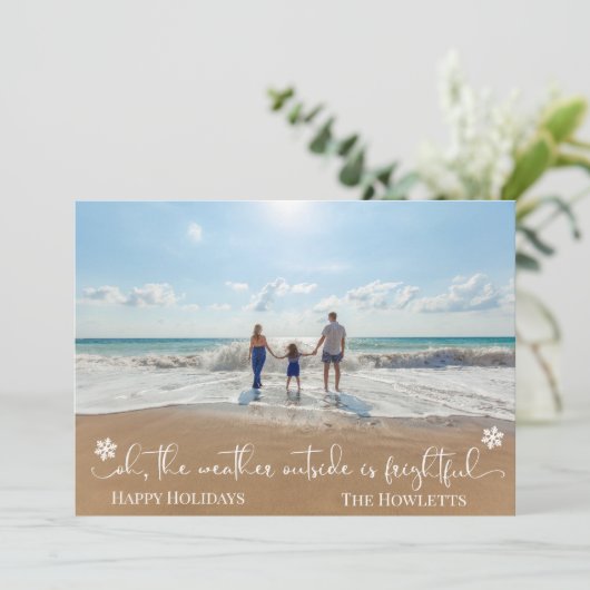 Beach Tropical Vacation Holiday, kerstfoto Feestdagenkaart (Staand voorkant)