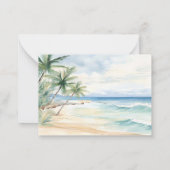 Beach tropical watercolor wedding response RSVP Notitiekaartje (Achterkant)