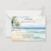 Beach tropical watercolor wedding response RSVP Notitiekaartje (Voorkant)