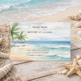 Beach tropical watercolor wedding response RSVP Notitiekaartje