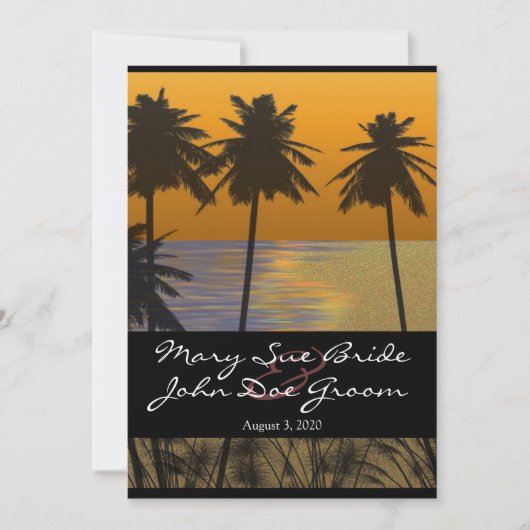 Beach Tropical Wedding Invitations Kaart (Voorkant)