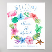 Beach tropical wreatous bruiloft welkomstbord poster (Voorkant)