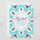 Beach Tropics Aqua Paarse Bridal Shower Invitation Kaart (Voorkant)