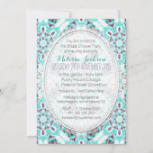 Beach Tropics Aqua Paarse Bridal Shower Invitation Kaart (Achterkant)
