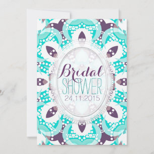Beach Tropics Aqua Paarse Bridal Shower Invitation Kaart