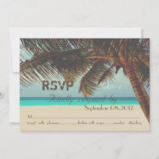 Beach,Tropisch,Palm RSVP Kaart (Voorkant)