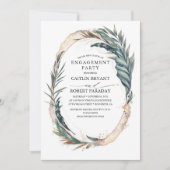 Beach Tropisch palm verlaat Gold Engagement Party Kaart (Voorkant)