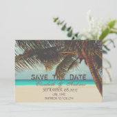 Beach,Tropisch,Palm Wedding Save the date (Staand voorkant)