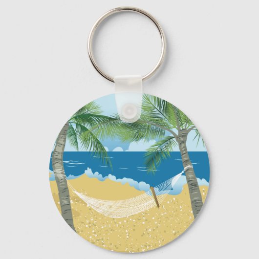 Beach ~ Tropische bek Hammock Vacking Sleutelhanger (Voorkant)