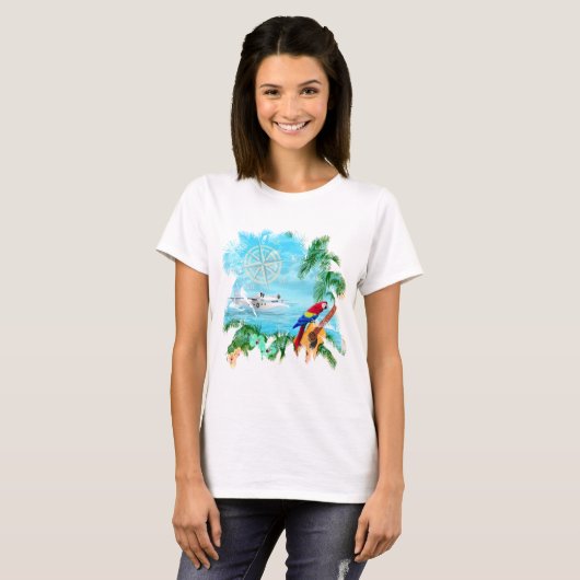 Beach tropische muziek t-shirt (Voorkant volledig)