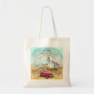 Beach Truck Lighthouse Tote Bag