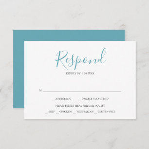 Beach Turquoise Blue Wedding RSVP Kaarten