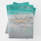Beach Turquoise Coastal Ocean Waves Tropical Art Inpakpapier Vel (In situ)
