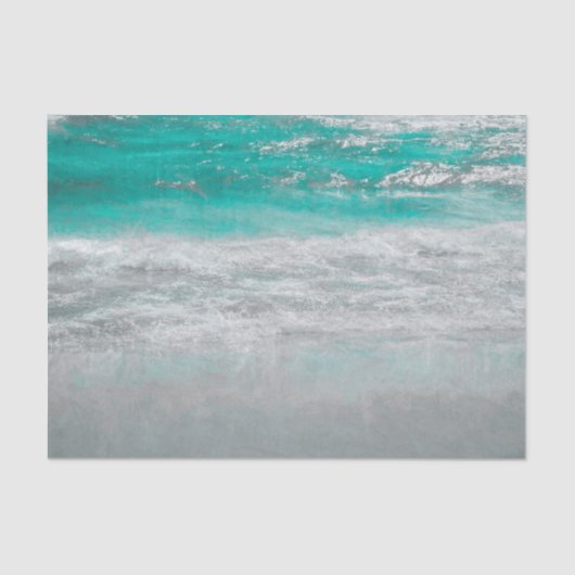Beach Turquoise Coastal Ocean Waves Tropical Art Tissuepapier (Voorkant)