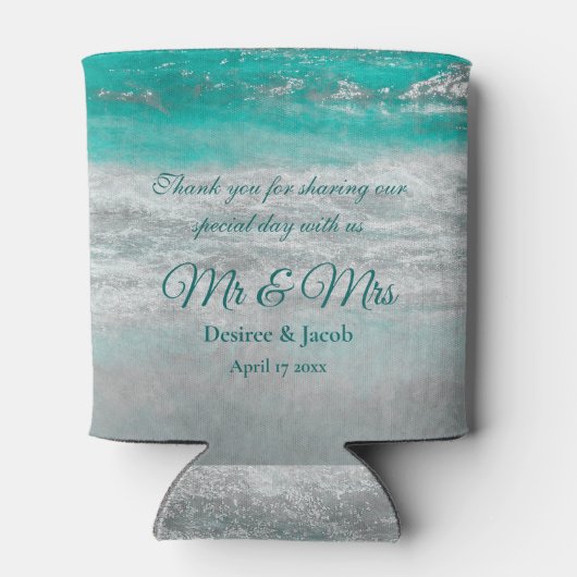 Beach Turquoise Tropical Coastal Ocean Waves Blikjeskoeler (Achterkant)