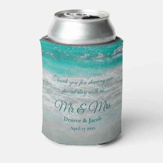 Beach Turquoise Tropical Coastal Ocean Waves Blikjeskoeler (Blikje Achterkant)